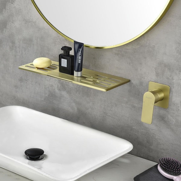 Single-Handle Rectangular Wall Mounted Bathroom Faucet or Bathtub in Gold