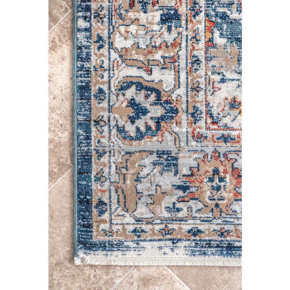 Gray Rectangular Stain-Resistant Synthetic Area Rug