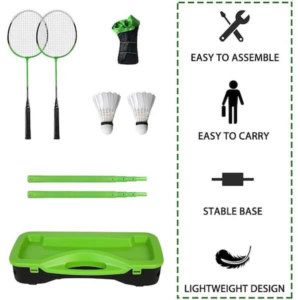 Costway Portable Badminton Set with 2 Shuttlecocks Badminton Rackets  Outdoor Sport Game Set