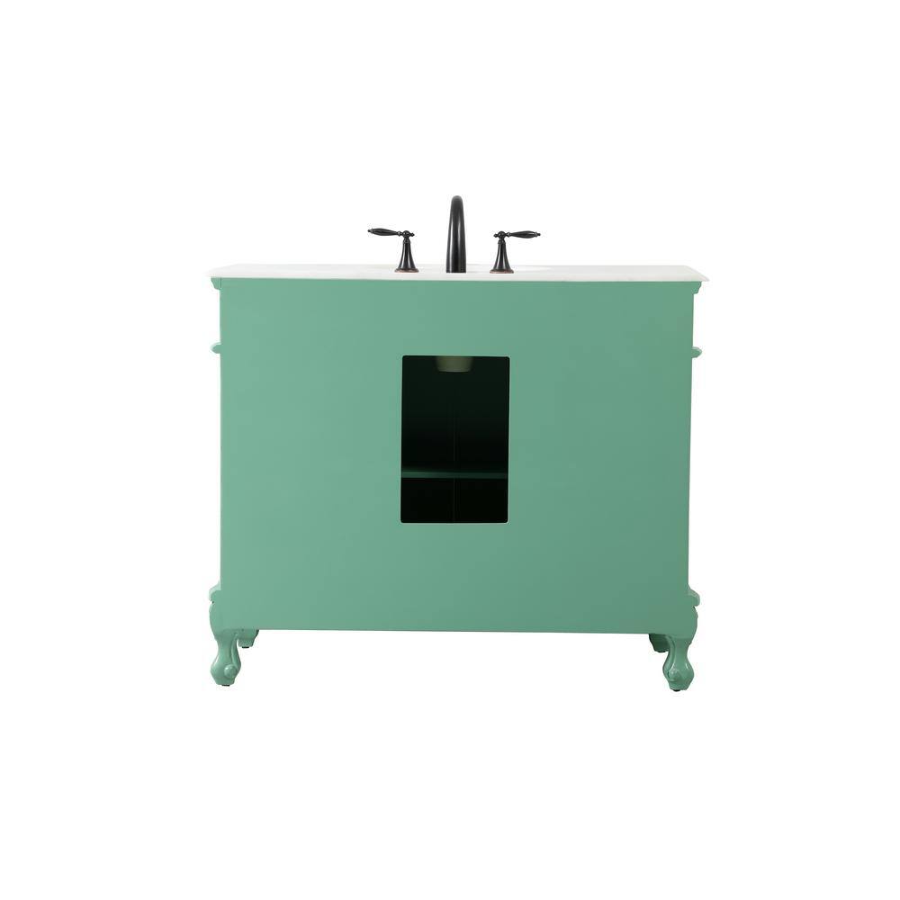 Vintage Mint Solid Wood Single Bathroom Vanity with Marble Top