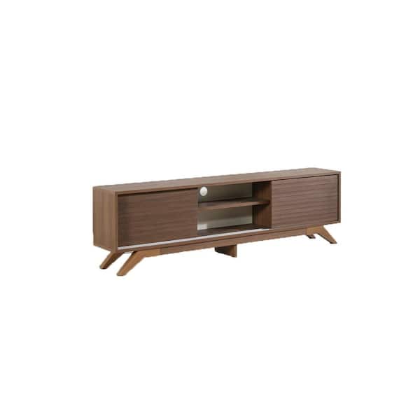 STICKON 67 in. Walnut TV Stand with 0-Drawers Fits TV's up to 65 in. with 2 Doors
