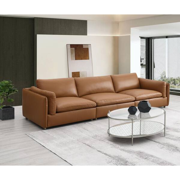 Acme Furniture Brighton 45 in. Square Arm Leather Modular Nailhead Trim Sofa  in Brown LV03370 - The Home Depot