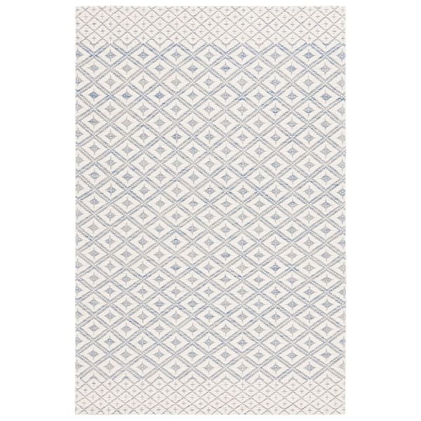 Rubber Rug Diamond Pattern SAFAVIEH Marbella 4 ft. x 6 ft. Blue/Ivory Modern Diamond Area Rug ...