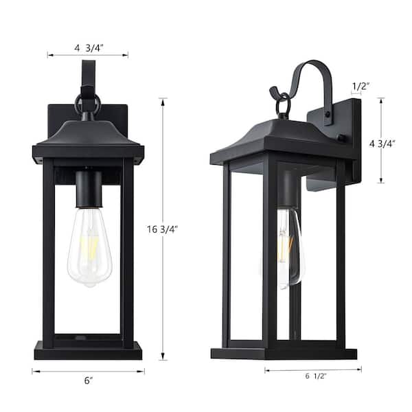 C Cattleya 16.75 in. Black Outdoor Hardwired Wall Lantern Sconce