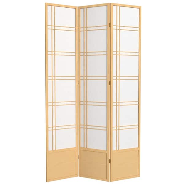 Oriental Furniture 7 ft. Natural 3-Panel Room Divider