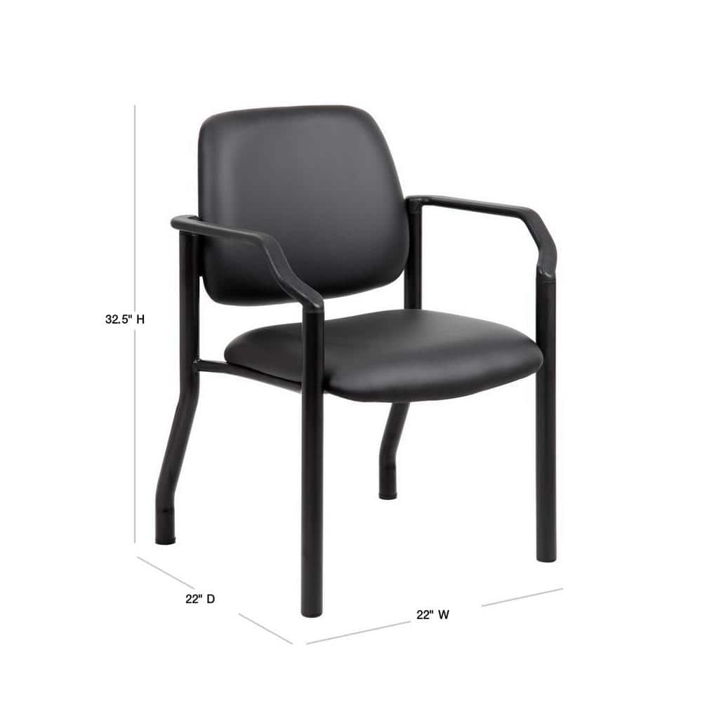 Black Mesh and Vinyl Mid-Back Guest Chair with Metal Frame
