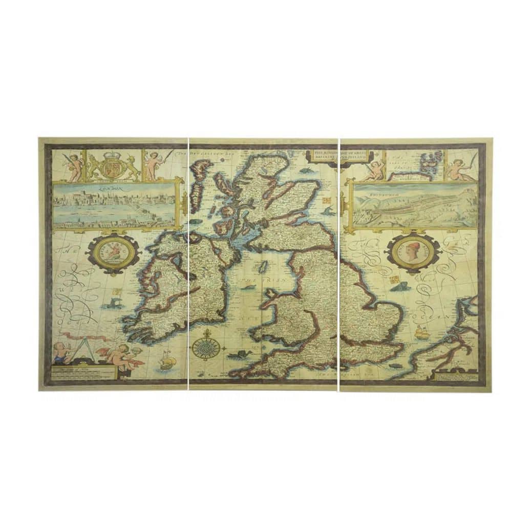 Framed 3-piece set 41.3 in. x 23.6 in. Rectangular Canvas Map Wall Art, Multicolored Suitable for Living Rooms, Bedrooms price history on PriceWatchPro