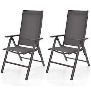 Metal Folding Patio Dining Chair Camping Chair with Adjustable Backrest (Set of 2)