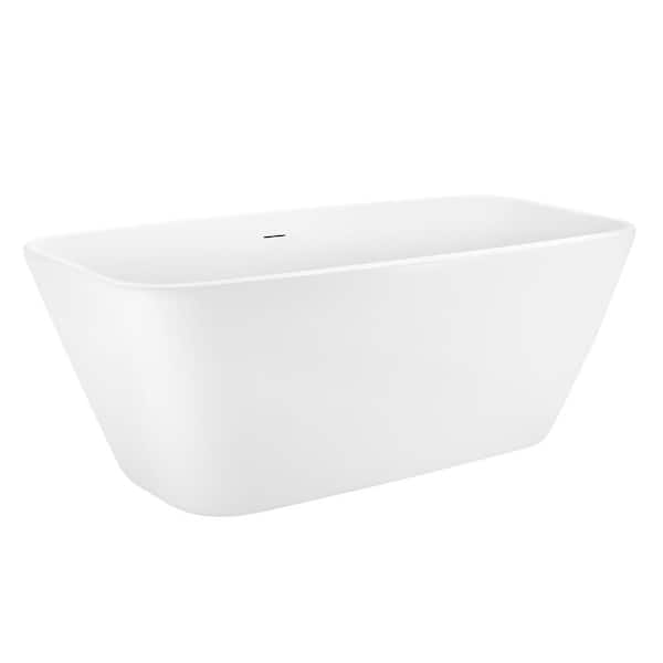 INSTER LINK 59 in. W. x 28.74 in. Acrylic Freestanding Flatbottom Non-Whirlpool Soaking Bathtub in White