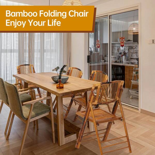 Jinseed Rattan Bamboo Folding Chair 350lb. Capacity for