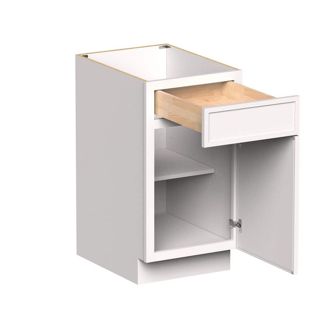 18 in W x 24 in D x 34.5 in H HDF Ready to Assemble Standard Base Kitchen Cabinet in White w/ 1-Door,1-Drawer,1-Shelf price history on PriceWatchPro