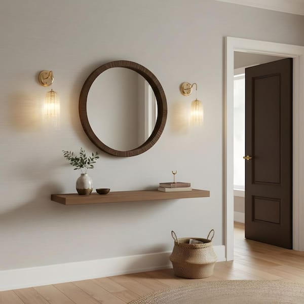 16.5 in. 1-Light Gold Elegant Crystal Wall Sconce for Living Room, Bedroom, Hallway（2-Pack）