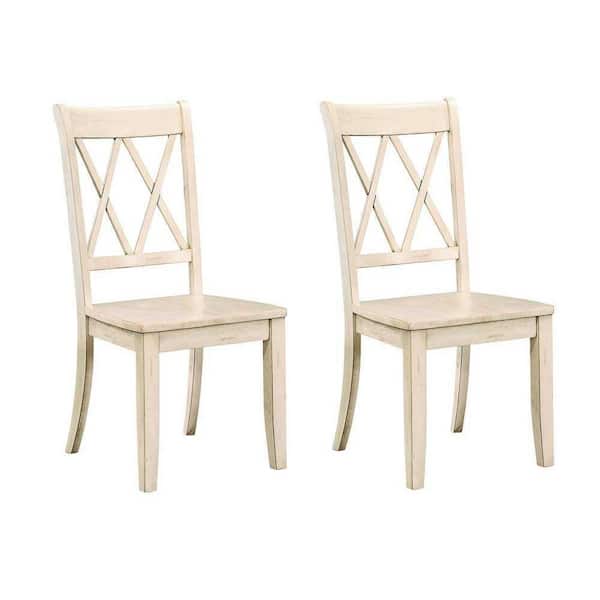 EVERGLADE HOME Festus White Wood Dining Chair (Set of 2)