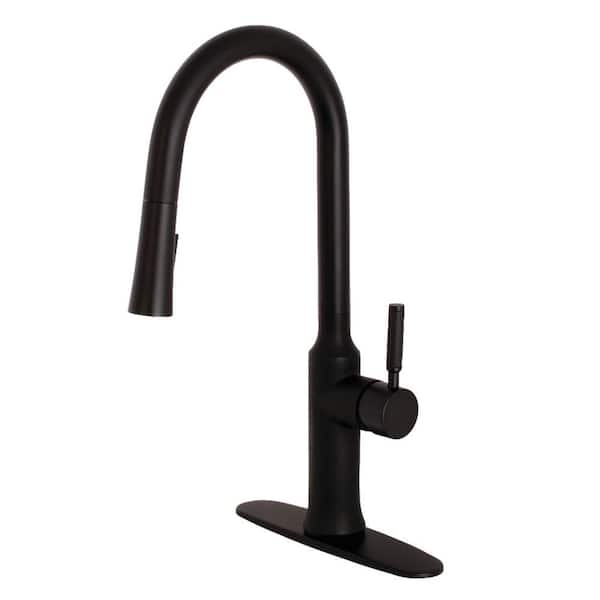 Kingston Brass Kaiser Single-Handle Pull-Down Sprayer Kitchen Faucet in Matte Black