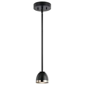 Baland 4 in. 1-Light Integrated LED Black Mid-Century Modern Shaded Kitchen Mini Pendant Hanging Light