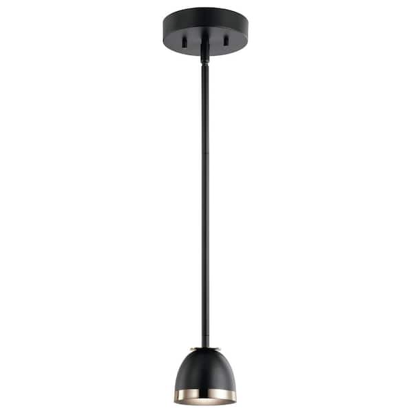 KICHLER Baland 4 in. 1-Light Integrated LED Black Mid-Century Modern Shaded Kitchen Mini Pendant Hanging Light