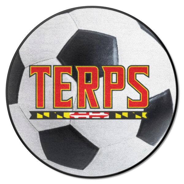 FANMATS Maryland Terrapins White 2 ft. Round Soccer Ball Area Rug 36680