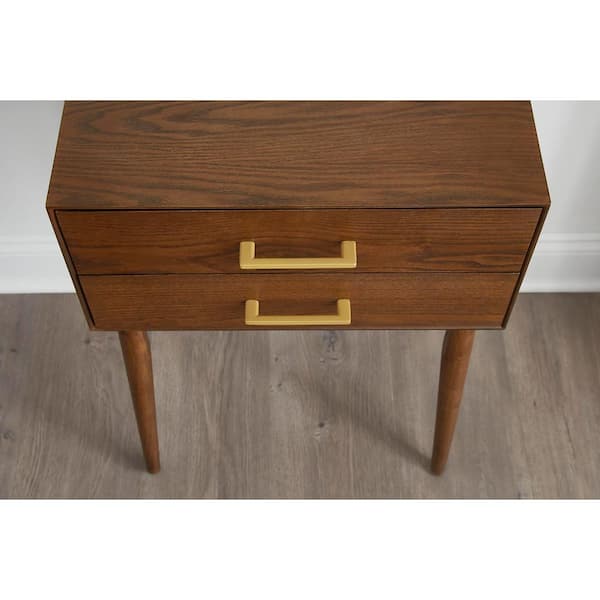 StyleWell Drakeford 2 Drawer Walnut Brown Wood Nightstand (18 in W