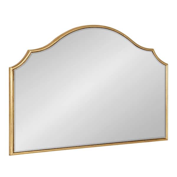 Kate and Laurel Leanna 18 in. H x 24 in. W Glam Arch Framed Gold Wall Mirror