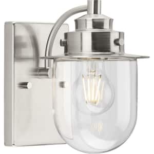 Northlake Collection 5.87 in. 1-Light Brushed Nickel Clear Glass Transitional Vanity Light