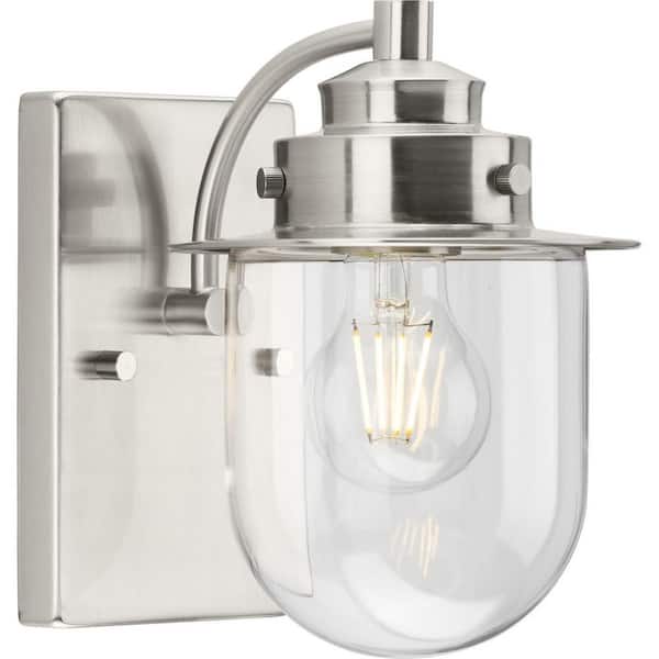 Progress Lighting Northlake Collection 5.87 in. 1-Light Brushed Nickel Clear Glass Transitional Vanity Light