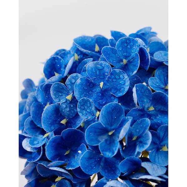3-Piece 20 in. Royal Blue Hydrangea Artificial Flowers Latex Real
