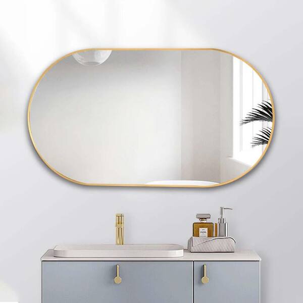 36 in. W x 18 in. H Oval Metal Framed Wall Mounted Bathroom Vanity