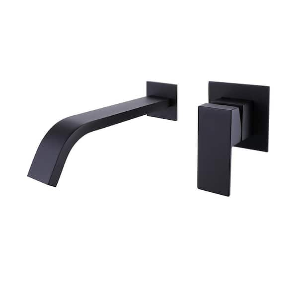 Wellfor Single Handle Wall Mounted Bath Faucet In Matte Black Wb Fa061mb The Home Depot 1170