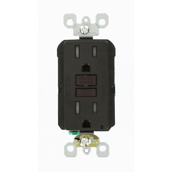 15 Amp GFCI Weather-Resistant Outlet, Self-Test, Tamper-Resistant with LED Indicator Light, 4-Pack, Brown