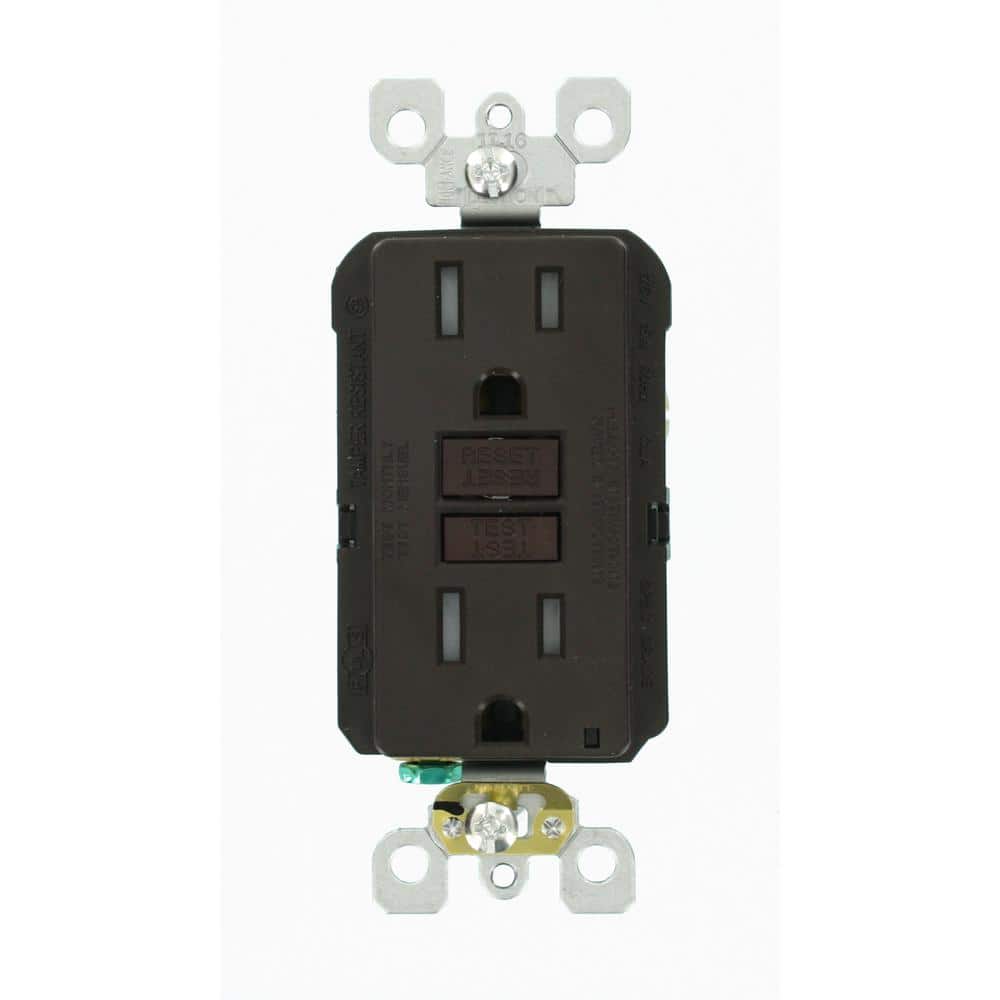 Brown 15 Amp Tamper Resistant GFCI Outlet with Wall Plate