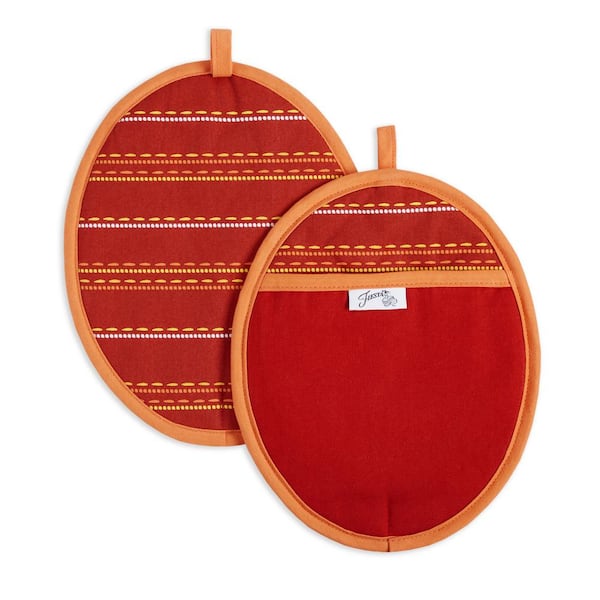 Fiesta Sierra Striped Red/Orange/Yellow Oval Pot Holder Set (2-Pack)
