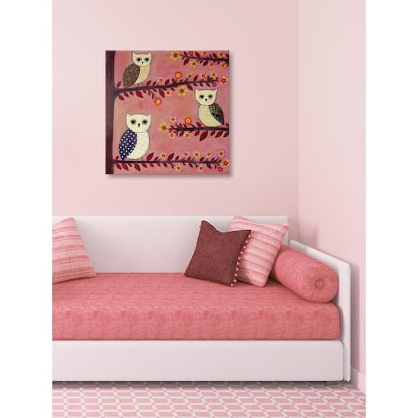 Unbranded 24 in. H x 24 in. W "3 Wise Owls" by Sascalia Printed Canvas Wall Art