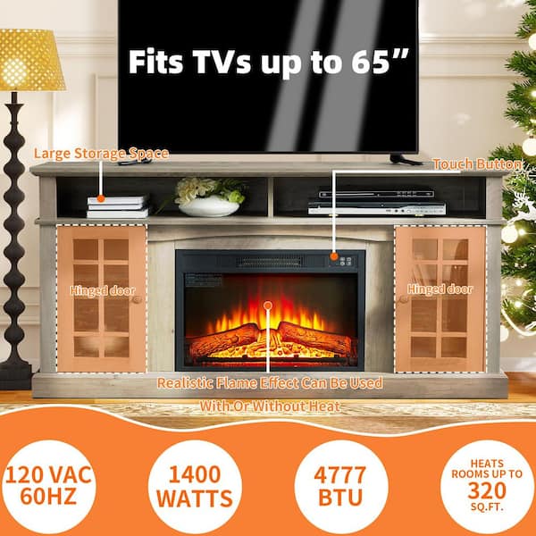ToolCat 58 in. Freestanding Electric Fireplace TV Stant