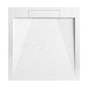 Terre C Series 36 in. L x 36 in. W Alcove Shower Pan Base with Reversible Drain in White Stone