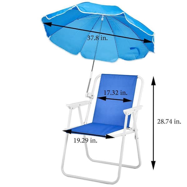 cenadinz Blue Metal Folding Beach Chair with a Built-in Detachable