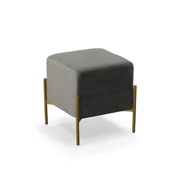 Carolina Chair and Table Larenta Gray Velvet Upholstered Square Ottoman