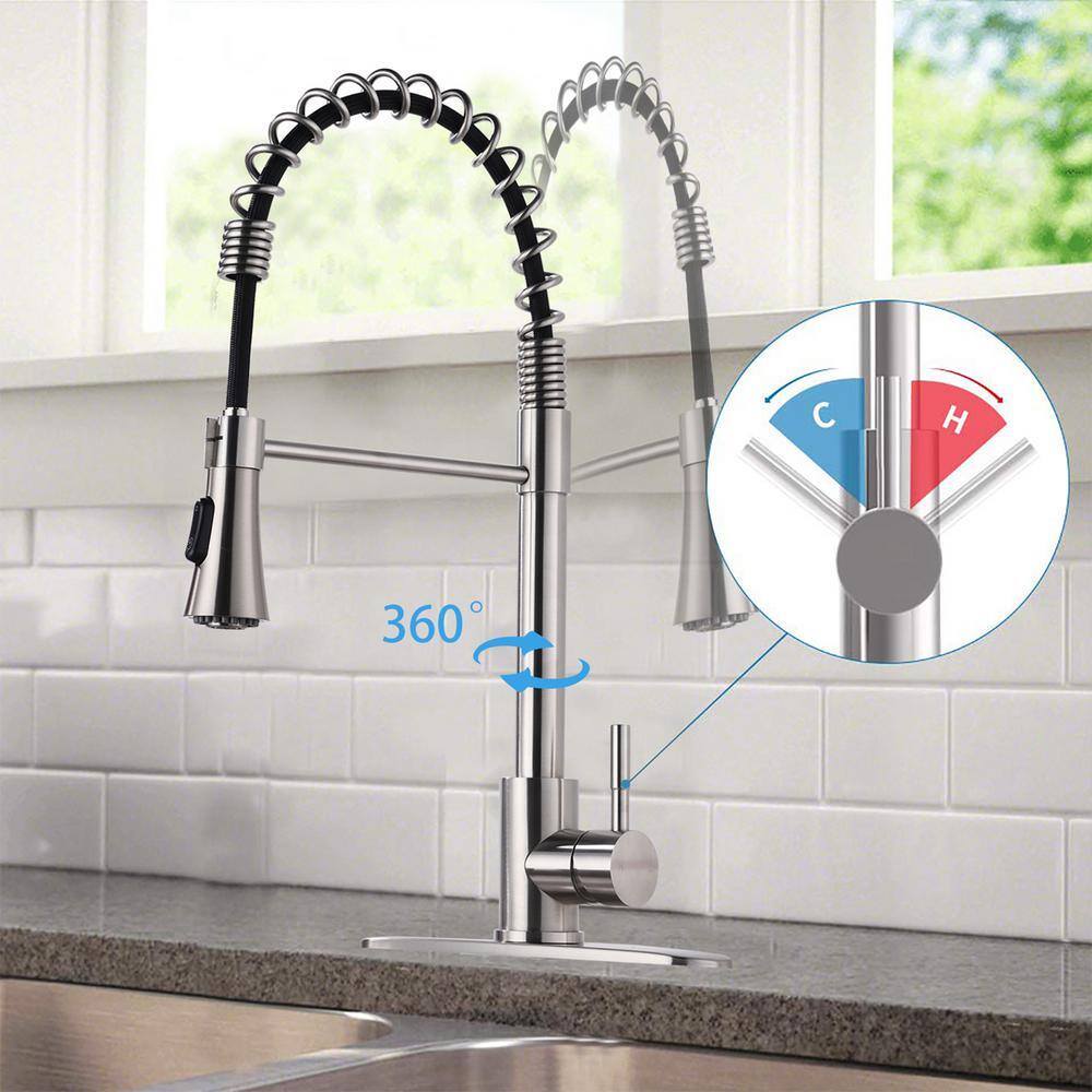 Brushed Nickel Stainless Steel Pull Down Kitchen Faucet