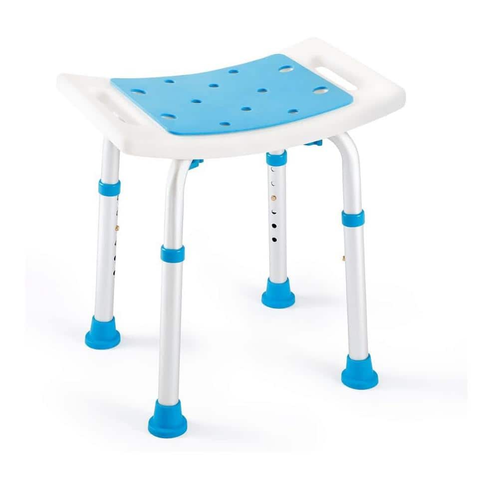 14 in. W Aluminum Adjustable Shower Seat with Padded Seat Tool-Free Assembl