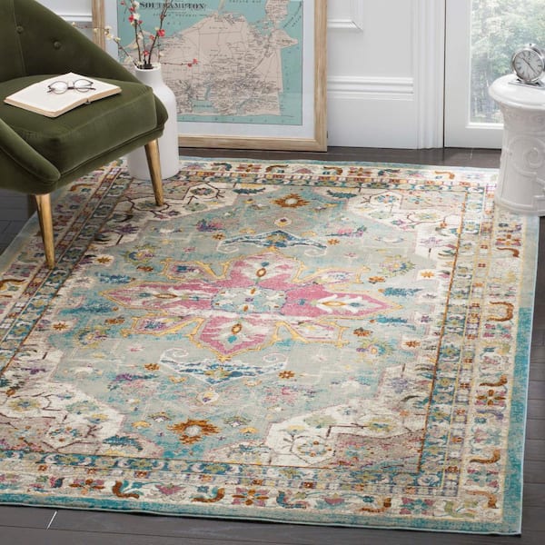Aria Green/Cream 8 ft. x 10 ft. Border Area Rug