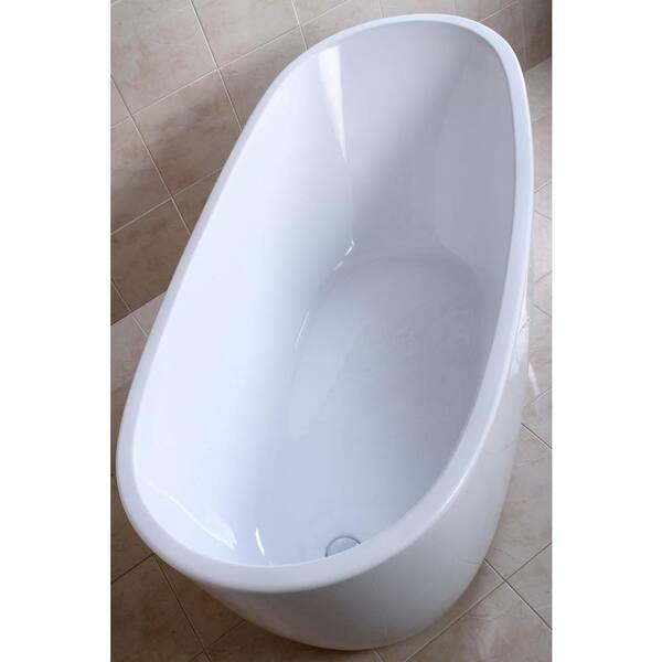 Fusion 59 in. Acrylic Front Drain Flatbottom Freestanding Bathtub in White Fusion 59 in. Acrylic Front Drain Flatbottom Freestanding Bathtub in White