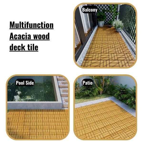 Pure Garden 12 in. x 12 in. Outdoor Interlocking Slat Polypropylene Patio  and Deck Tile Flooring in Dark Gray (Set of 6) HW1500231 - The Home Depot