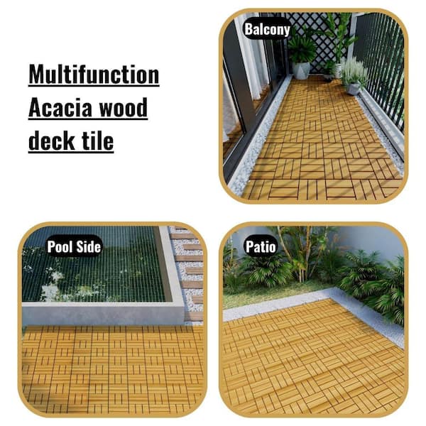 Pure Garden 12 in. x 12 in. Outdoor Interlocking Slat Polypropylene Patio  and Deck Tile Flooring in Dark Gray (Set of 6) HW1500231 - The Home Depot