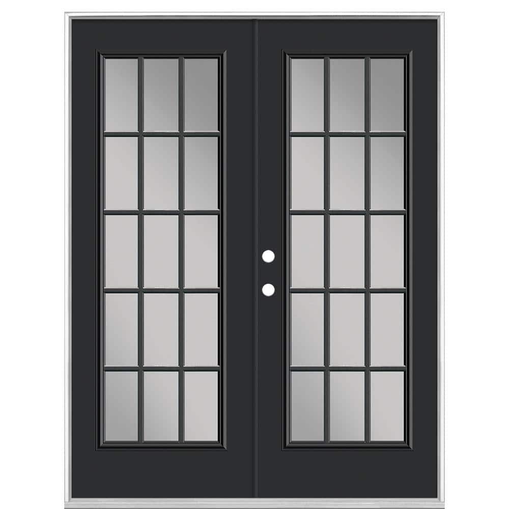 60 in. x 80 in. Jet Black Steel Prehung Right-Hand Inswing 15-Lite Clear Glass Patio Door without Brickmold price history on PriceWatchPro