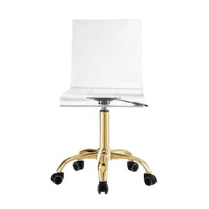 Caspian Clear/Gold Desk Chair with 5-Star Stainless Steel Base