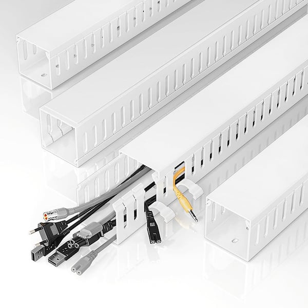 Cable Management System White Large Capacity Cord Organizer for Desk and Wire Management with Flexible Design