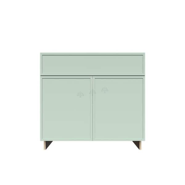 LIFEART CABINETRY Slim Shaker Assembled 36 in. W x 34.5 in. H x 24 in. D Base Kitchen Cabinet in Green