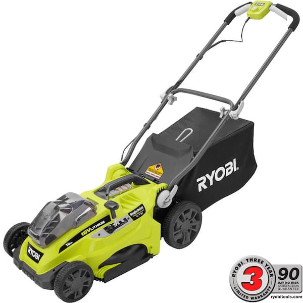 RYOBI 16 in. ONE+ 18-Volt Lithium-Ion Cordless Battery Walk Behind Push Mower - 2 Batteries and Charger Included