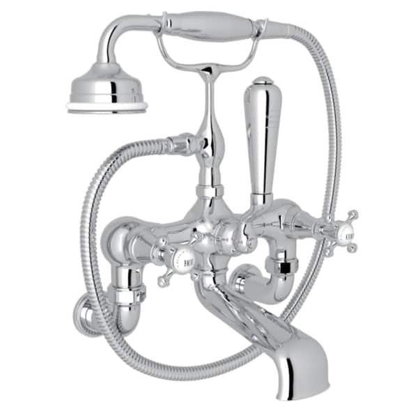 Georgian Era 3-Handle Claw Foot Tub Faucet In Polished Chrome