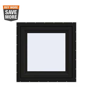 24 in. x 24 in. V-4500 Series Black Exterior/White Interior FiniShield Vinyl Right-Handed Casement Window w/Mesh Screen