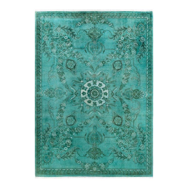 Overdyed Blue 8 ft. x 10 ft. Solid Wool Indoor Area Rug